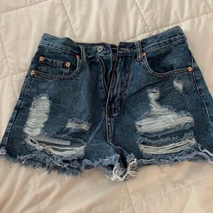 High waisted denim shorts